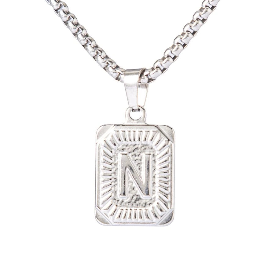 Square Initial Pendant Necklace