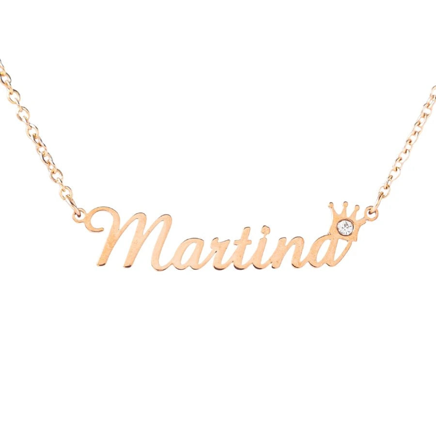 Crown Name Necklace with Birthstone