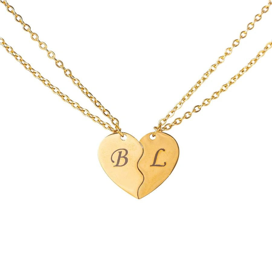 Personalized Split Heart Necklace