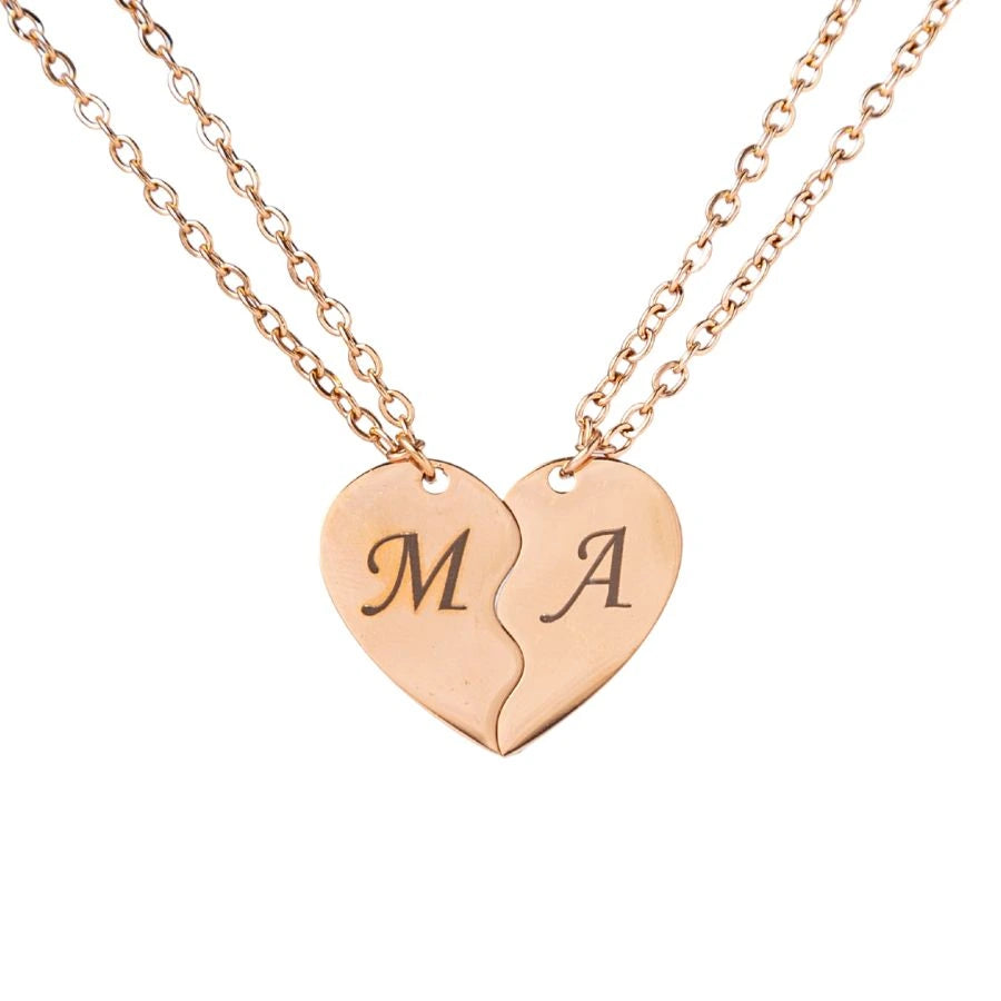Personalized Split Heart Necklace