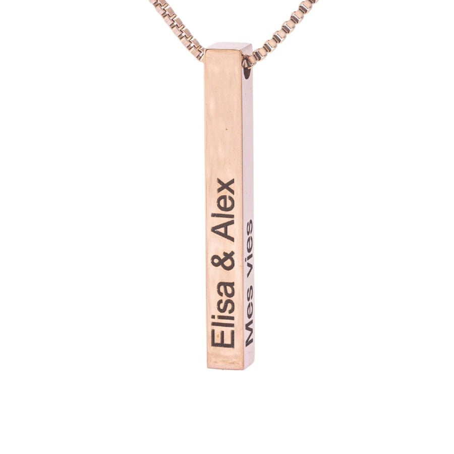Personalized 3D Bar Necklace