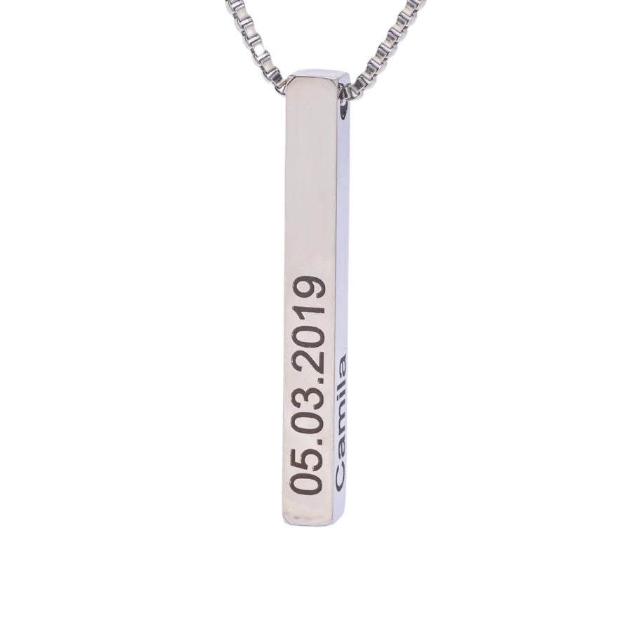 Personalized 3D Bar Necklace